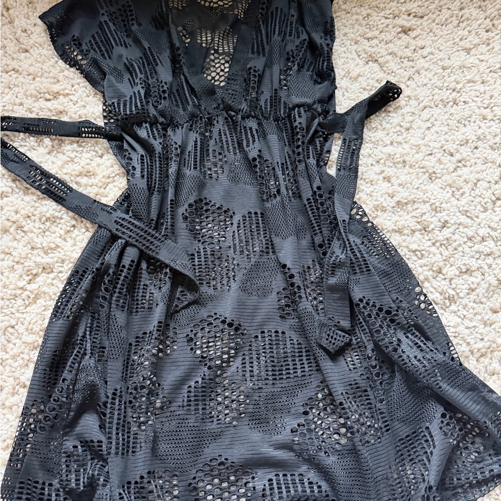 Aqua Black Jordan, Taylor, swimsuit, beach, cover-up Lace Mini Dress - Picture 3 of 4